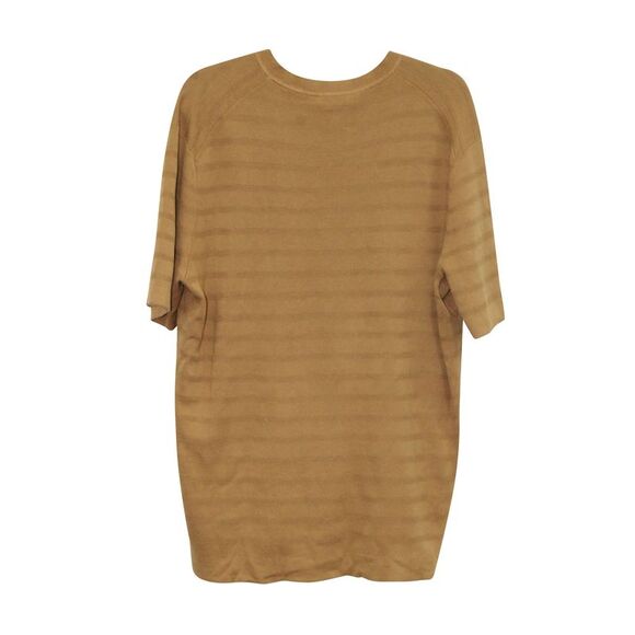 Theory Elden Textured Striped T-Shirt in Brown Cotton